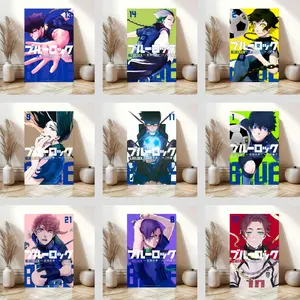 Japanese Anime Sports Soccer Canvas Art Blue Lock Printed Poster & Decorative Art Wall Art Cute Style Living Room Decor