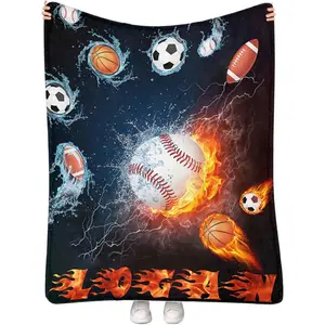 Personalized Sports Blanket with Name | Custom Football Baseball Rugby Throw for Child Adults | Soft Fan Gift for Birthday Christmas | Game Day Gift for Men Women