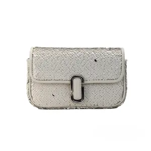 Pre-owned MARC JACOBS Leather Crossbody Bags The Mini J Marc Shoulder Women's Cream Sequined Crossbody Women's Bag