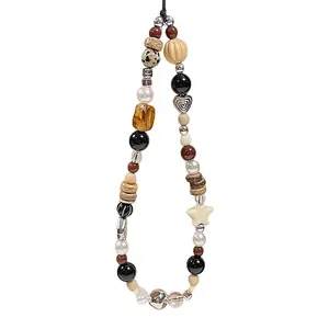 Beaded Camera Wrist Strap, Phone Wrist Lanyard, Cute Digital Camera Charm Lanyard Phone Charms Strap Beaded Camera Chain for Phone Bag Keychain, Valentine's Day Gifts,New Year Gifts