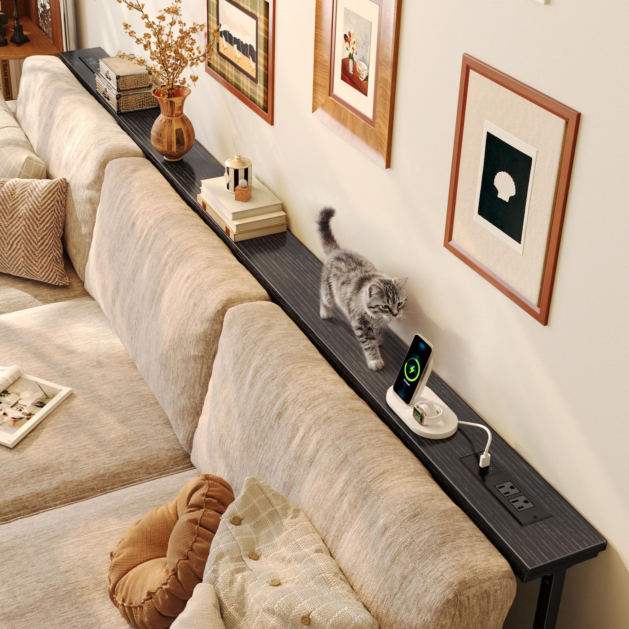 Huuger 78.7/39.4/51.2/102.4/110.2 Inch Behind Couch Table with Power Outlets, 23.9’’-34.4’’ Height Adjustable Range, Sofa Tables Narrow Long with USB-C Ports, Skinny Console Table Huuger 78.7/39.4/51.2/102.4/110.2 Inch Behind Couch Table with Power Outlets, 23.9’’-34.4’’ Height Adjustable Range, Sofa Tables Narrow Long with USB-C Ports, Skinny Console Table