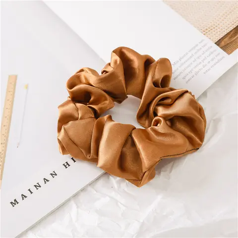 MORE FACE Women's 100% Mulberry Silk Scrunchies - Elastic Hair Accessory, 19 Momme Soft Silk Charmeuse, Basic Plain Everyday One Size Multicolor Set for Gentle Hair Care