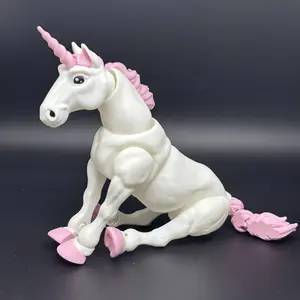 3D Printed Jointed Unicorn Figurine, Realistic Design with Mane, Perfect Desktop and Home Decor Gift for Her