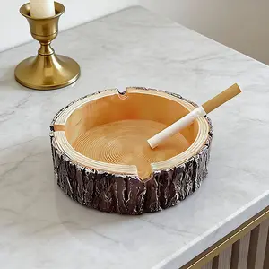 1pc Elegant Tree Pattern Ashtray, Wooden Look Ashtray Gift, Vintage Large Ashtray for Hotel Coffee Table Office, Decorative Items, Decorative Piece, Desk Ornament