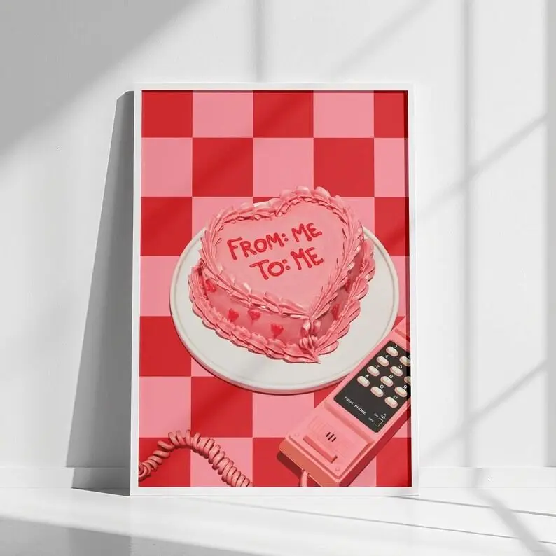 Valentine's Wall Art, Valentine Poster, Red and Pink Art, Preppy Dorm Decor, Trendy Preppy Wall Decor, Trendy Poster, Vintage Poster