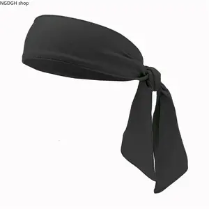 Women's Black Tie-Back Headband Scarf - Athleisure Sports Headbands, Wide Solid Black Adjustable Tie-Knot, Lightweight Soft Breathable Stretch Fabric Hair Accessory for Daily Casual, Summer Beach Looks