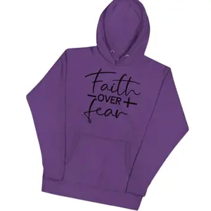 CUSTOM Designed “Faith Over Faith Casual Cotton long-sleeve Menswear Pocket stylish,  Graphic Hoodie Sweatshirt Layer Love Matching Small