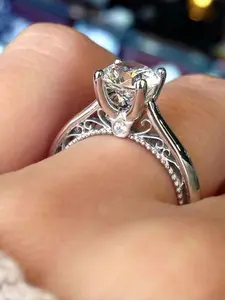 1 PC Romantic Cubic Zirconia Heart Cluster Ring For Women For Wedding Engagement Party Jewelry Valentine's Day Gift