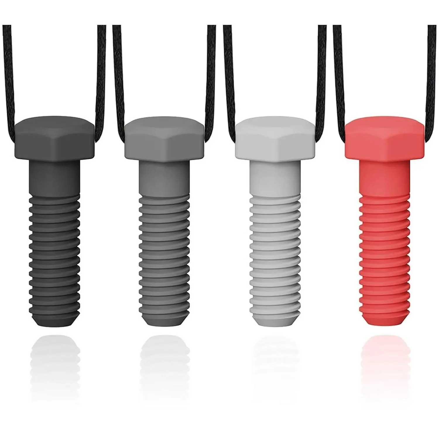 BY-FAN11 Chew Necklaces for Sensory Kids and Adults, 4 Pack Chewy Necklace Sensory Boys and Girls with Autism, ADHD, SPD, Biting, Silicone Teething Necklace Oral Chew Necklace for Adults Reduce Chewing Anxiety Fidget