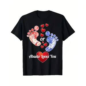 Gender Reveal Pink or Blue Abuelo Loves You Shirt Spanish Short Sleeved T Shirts Graphic Tee All Season Versatile Casual T Shirts and Classic T Shirts Made of Pure Comfortable Tee Graphic Print Shirt AllSeason Tee for Everyday Outdoor Activities