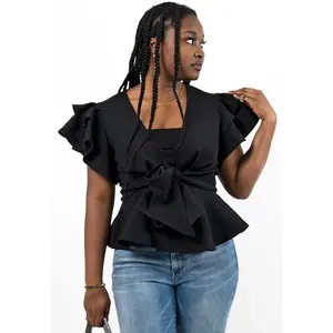 Black Ruffle Top