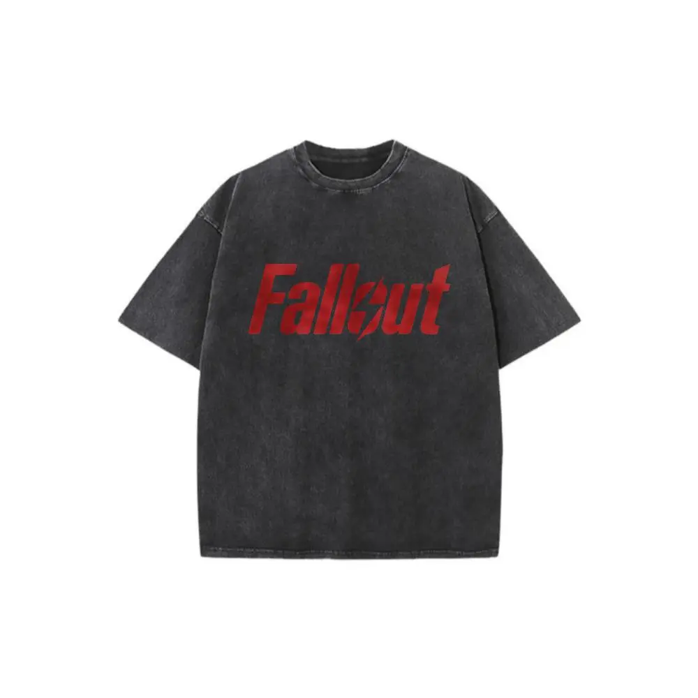 Fallout Vintage Washed Black Tee Double Sided Retro Pin Up Rocket Girl Graphic Unisex Oversized 100 Cotton Breathable Short Sleeve Top Trendy Streetwear Casual Daily Outfit Gift for Retro Game Lovers