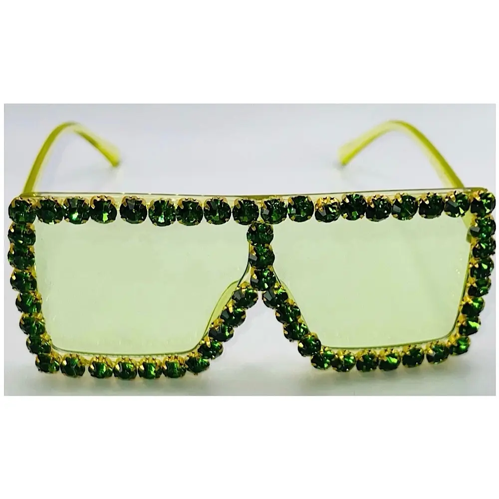 Lime Green Rhinestone Sunglasses