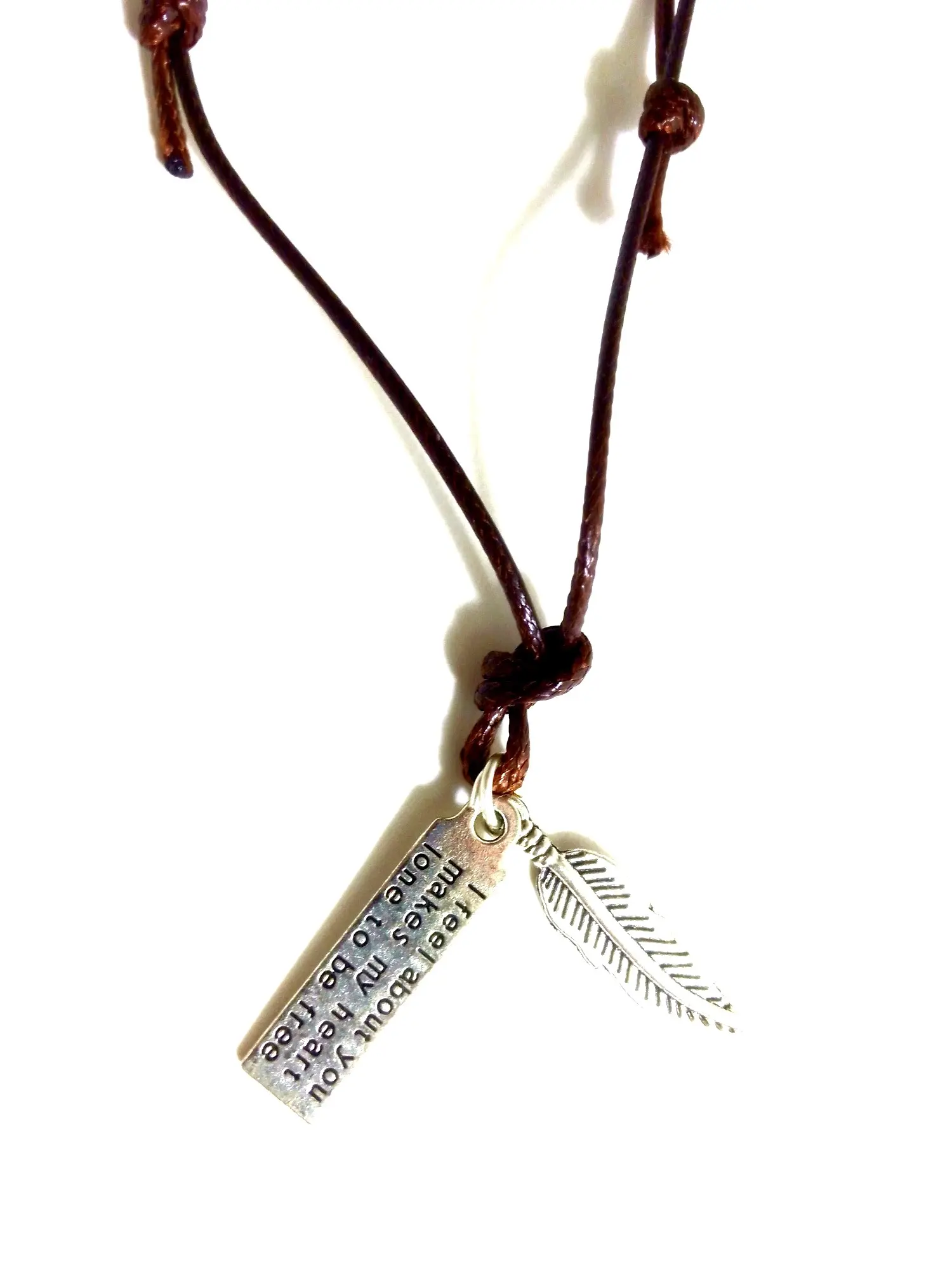 Men's Leather Rope Metal Leaves Pendant Charm Surfer Necklace Choker Brown 18" Men Gift