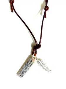 Men's Leather Rope Metal Leaves Pendant Charm Surfer Necklace Choker Brown 18" Men Gift