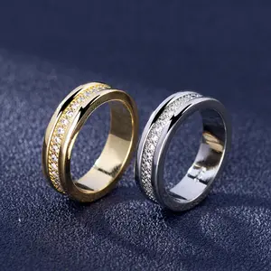 Springtok Y2K zircon surround shiny plain ring for women and men couples anniversary holiday gift daily jewelry