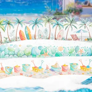 Summer Beach Theme Pet Tape Roll, Decorative Adhesive Tape for Crafting & DIY Projects, Perfect for Summer Vibes & Creative Designs, One Roll Convenience