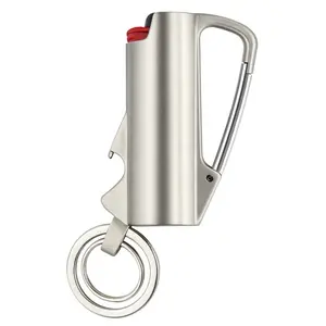 Lighter Case Keychain with Carabiner Clip & Bottle Opener – Durable Metal Holder Compatible with BIC J6 standard size Anti-Loss Design, Portable EDC Accessory for Outdoors & Everyday Use