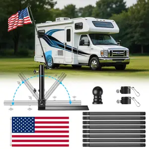 Tailgate Flag Pole and Base Kit, 10FT Portable Flag Kit with 250D American Flag, Adjustable 180° Car and Truck Mount for Camping, Stadiums, and Outdoor Events