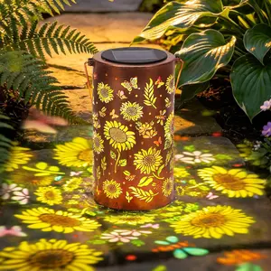 ECOS INNOVATION Colorful Sunflower Solar Lantern Outdoor Waterproof Garden Decorative Light, Hanging & Tabletop Solar Powered Lantern with Projection Pattern for Patio Garden Yard Balcony
