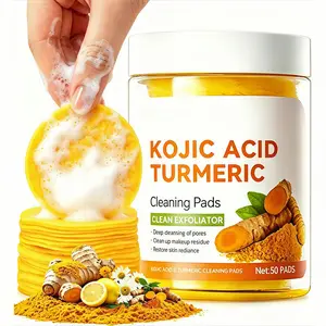 Kojic Acid Turmeric Cleansing Pads Exfoliate for Acne and Dark Spots Radiant Skin Repair Cleanser