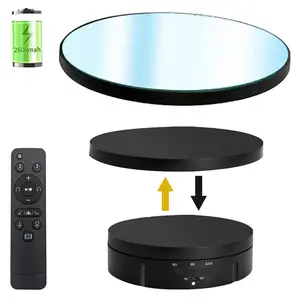 3 in 1 Mirror Rotating Display Stand with 5.9/7.08/8.66 inch Replacement Cover, 360 Degree Rotating Display Stand with Remote Control for Photography and Video Show,Max Load 22Lbs-Black Camera Digital Automatic Smartphone Adjustable Jewelry