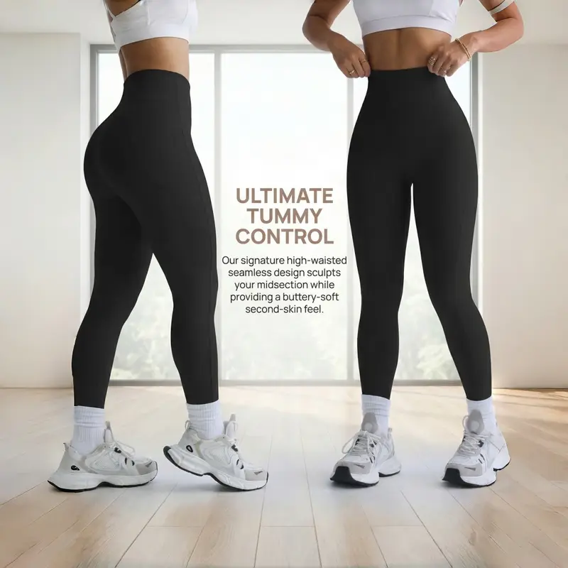 TCVC High-waisted shaping sports leggings, suitable for fitness outfits, commuting and sporty styles. Elastic seamless high-waisted yoga pants, abdominal-reducing and hip-stretching shaping pants, perfect for spring and summer wear.