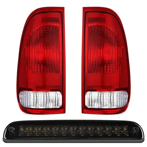 Nilight Tail light + 3rd Third Brake Light Assembly Compatible with 1999 2000 2001 2002 2003 2004 2005 2006 2007 F250 F350 F450 F550 Super Duty Red Taillight with High Mount Brake Rear Cargo Lamp