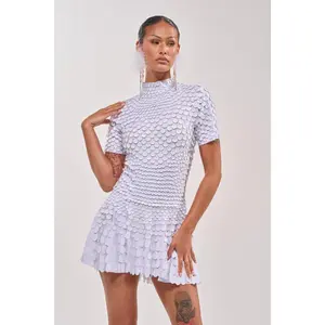 FAR FROM BASIC SEQUIN MINI DRESS IN WHITE