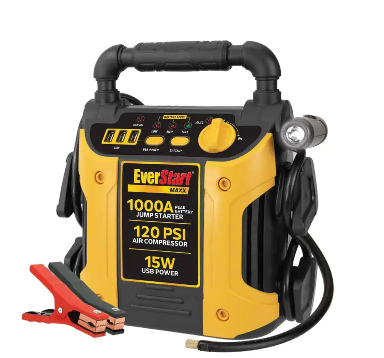 EverStart Maxx 1000 Peak A Jump Starter with 120 PSI Compressor, Pivoting LED Light, 3X USB Ports - Sports & Outdoor Fitness Exercise Machine Accessory for Treadmill Motors