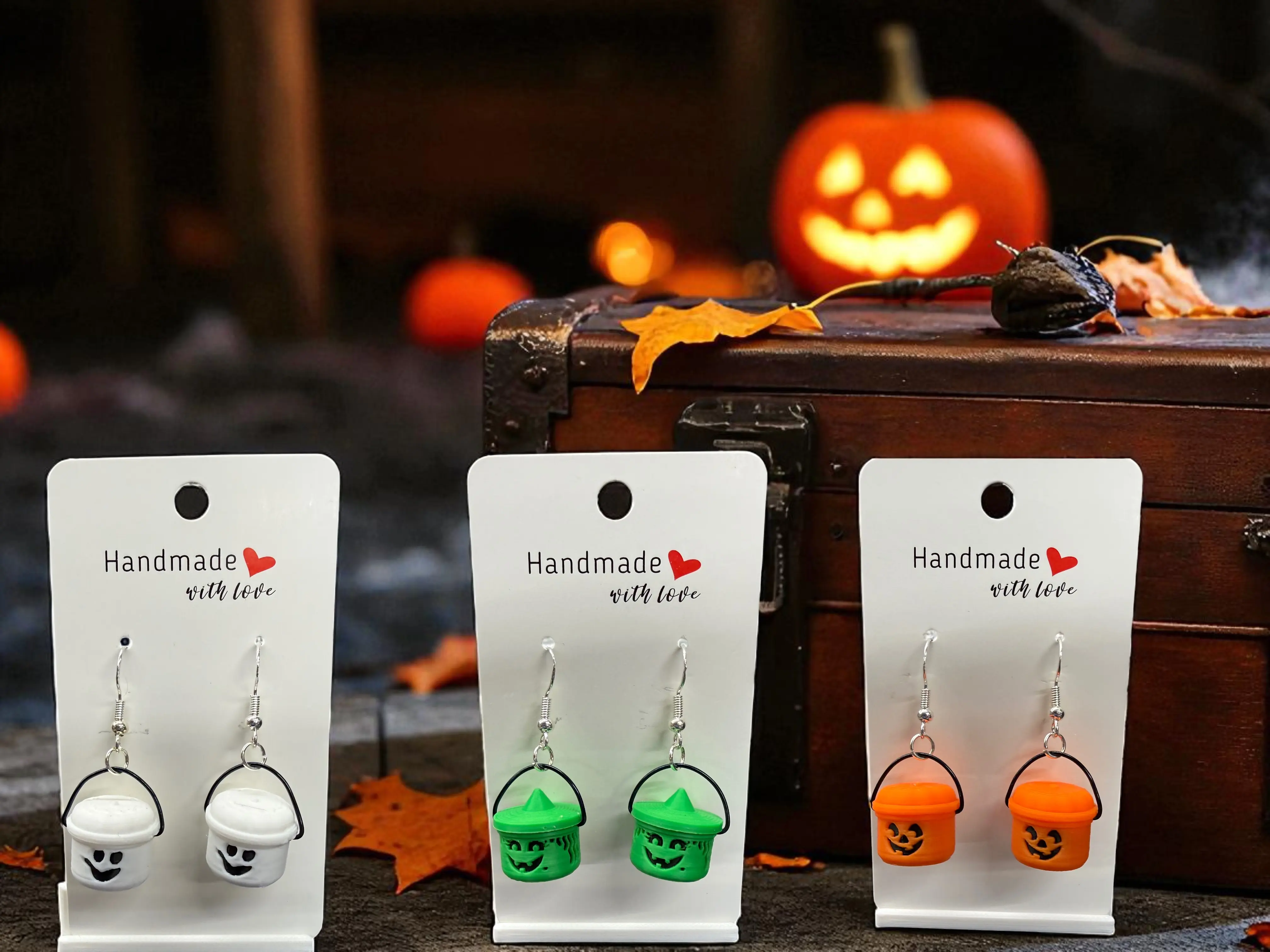 Classic Mini Halloween Bucket Earrings (3D Printed)