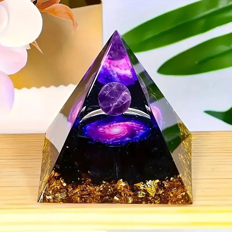 1pc Relieve Stress and Attract Wealth with Our Homeopathic Amethyst Crystal Ball Pyramid, Raw Stone Stone Home Decoration