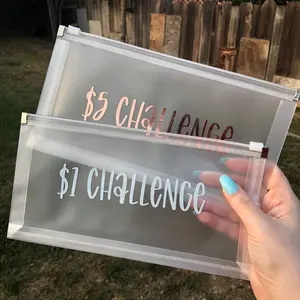 Vinyl savings challenge large zipper pouch (customizable) | Personalized vinyl envelopes