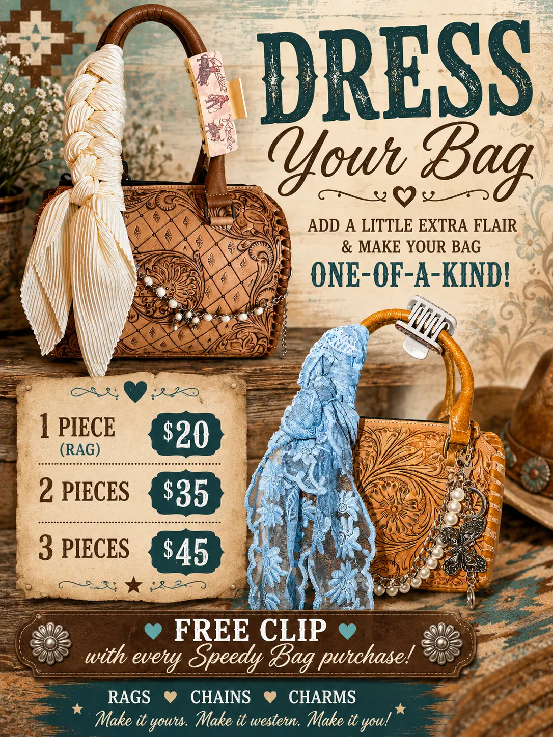 Dress your bag 3 piece set!