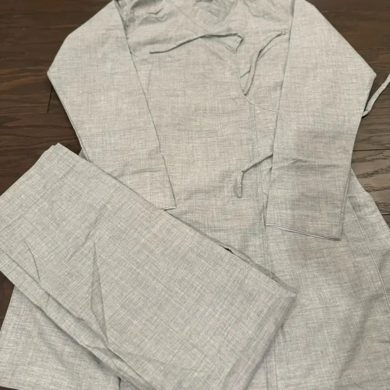 Nepali Daura Suruwal Adult Cotton Fabric Set in Light Gray Color Size 36
