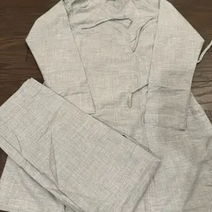 Nepali Daura Suruwal Adult Cotton Fabric Set in Light Gray Color Size 36