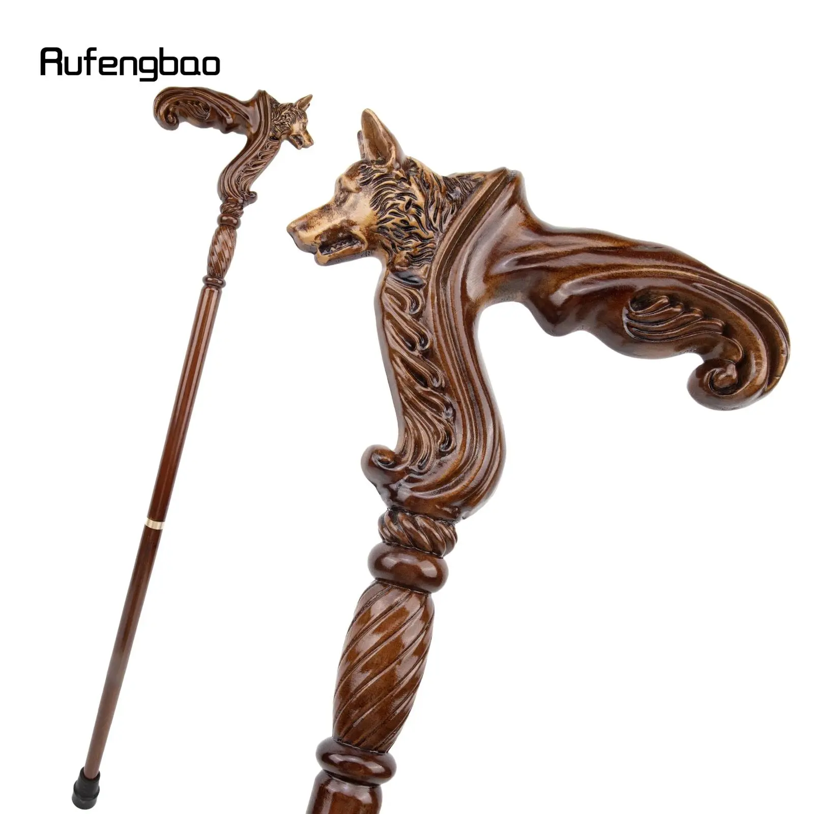 Wolf Brown Wooden Fashion Walking Stick Decorative Vampire Cospaly Party Wood Walking Cane Halloween Mace Wand Crosier 93cm Party Decoration Supplies Party Photo Prop Party Accessory Party Props Creepy