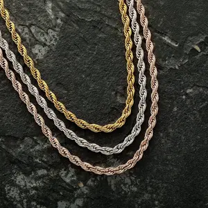 [ICE HUE] Plated Jewelry Smooth Metal Gold Chain Links Ice Necklace - Unisex, Elegant Daily Wear (Not Sold Separately), Gold Chain Necklace