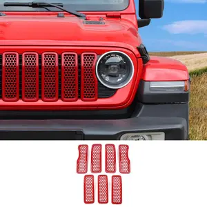 For 2024+ Jeep Wrangler JL/Gladiator JT Upgrade Front Honeycomb Mesh Grille Inserts Trim car exterior accessory