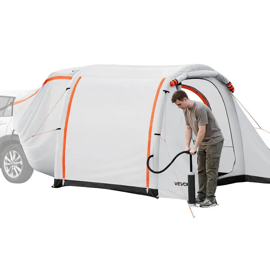 【Summerfinds】 VEVOR Inflatable SUV Tent with Awning, 8x 6.7 ft 3-Season SUV Tailgate Tent with Ventilated Doors Mesh Window, PU2000mm Waterproof Car Rear Hatch Tents for Outdoor Camping - Air Pump Included, Waterproof Tent, 8X6.7ft Sizedealsforyoudays