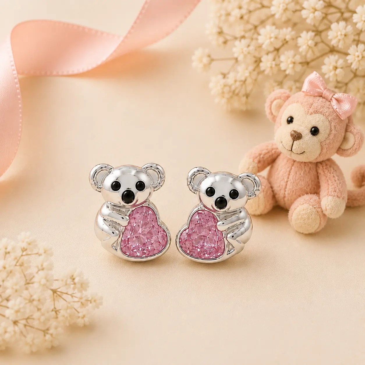 🩷 Baby Koala | 925 Sterling Silver Kids Earrings - 7.5mm