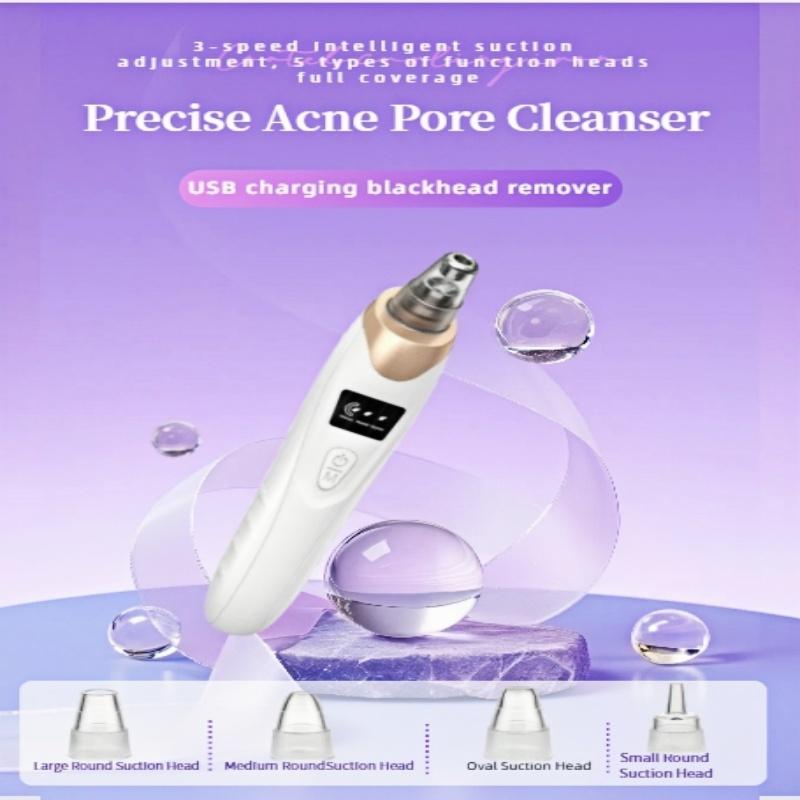 Electric Blackhead Cleaner, 1 Box USBRechargeable Facial Pore Cleaner with5 Cleansing Tips & 4 Counts Acne Acne
