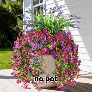 Artificial Fake Hanging Flowers Plants, Faux Silk Daisy Flower, Decorative, UV Resistant, Garden Decoration, Outdoor & Indoor Decor, House Plants Decor, Front Porch, Patio, Balcony, Garden, Fake Blossom Plants