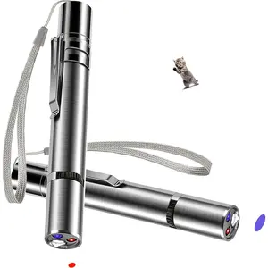 Cat Toys Laser Pointer (2 Pack Silver) - Rechargeable Red Dot Chasers for Indoor Cats, Interactive Teaser for Play & Exercise (Adult & Kittens)