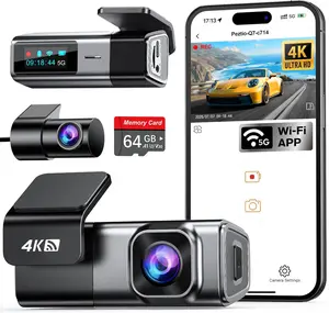 DIBMS 4K Dash Cam Front and Rear with 64GB Card, Built-in 5G WiFi, Dash Camera for Cars 4K Front and 1080P Rear, Dashcams for Cars Loop Recording, Gravity Sensor, 24-Hours Parking Mode