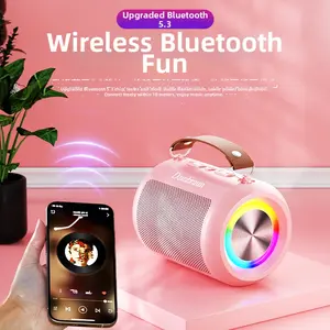 wireless  karaoke  speaker  🎤 2  mics Wireless Karaoke Speaker with Wireless Microphone Portable Bluetooth Speaker with LED Ambient Light for Home Party Birthday Gift