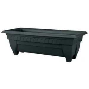 DCN Azura Plastic Indoor/Outdoor Rectangular Patio Planter Box, Black, 27in