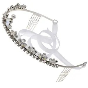 GA246 Silver Wedding Bridal Tiara With Swarovski Crystals