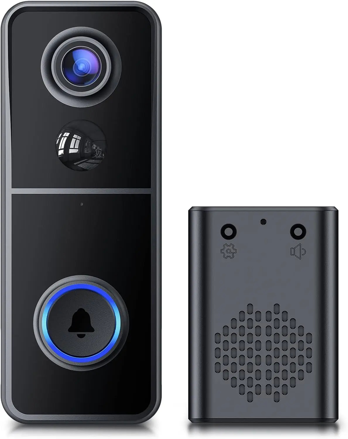 Doorbell Camera Wireless, 2K HD Video Doorbell with Ring Chime, Battery Operated, Night Vision, 2-Way Audio, PIR Motion Detection, 2.4Ghz WiFi, IP66 Waterproof, Compatible with Alexa