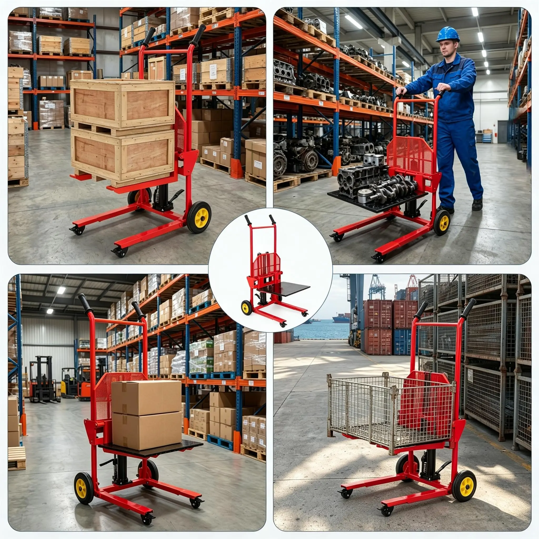 Garvee Hydraulic Platform Lift Stacker Cart, 440 lb Capacity, 36 in Max Lift Height, Steel Platform w/ 18.5 in Forks, Lockable Swivel Casters, Manual Material Handling Truck